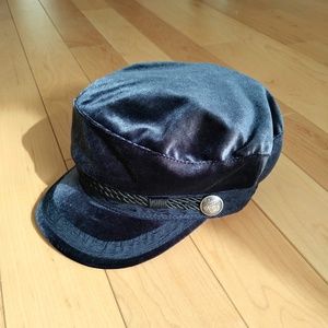 Navy blue Velvet Baker Boy Hat